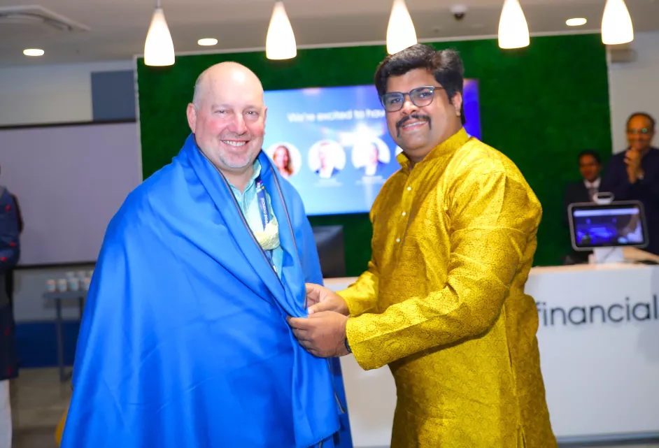 Perry Beberman and Sunil Mandalika at the Bread Financial Bangalore office