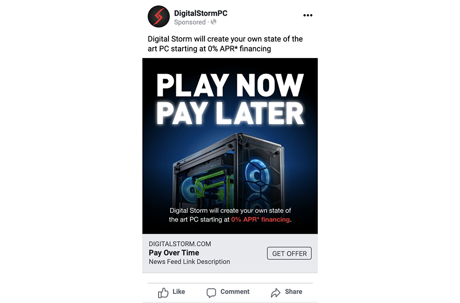 screenshot of a Digital Storm social ad