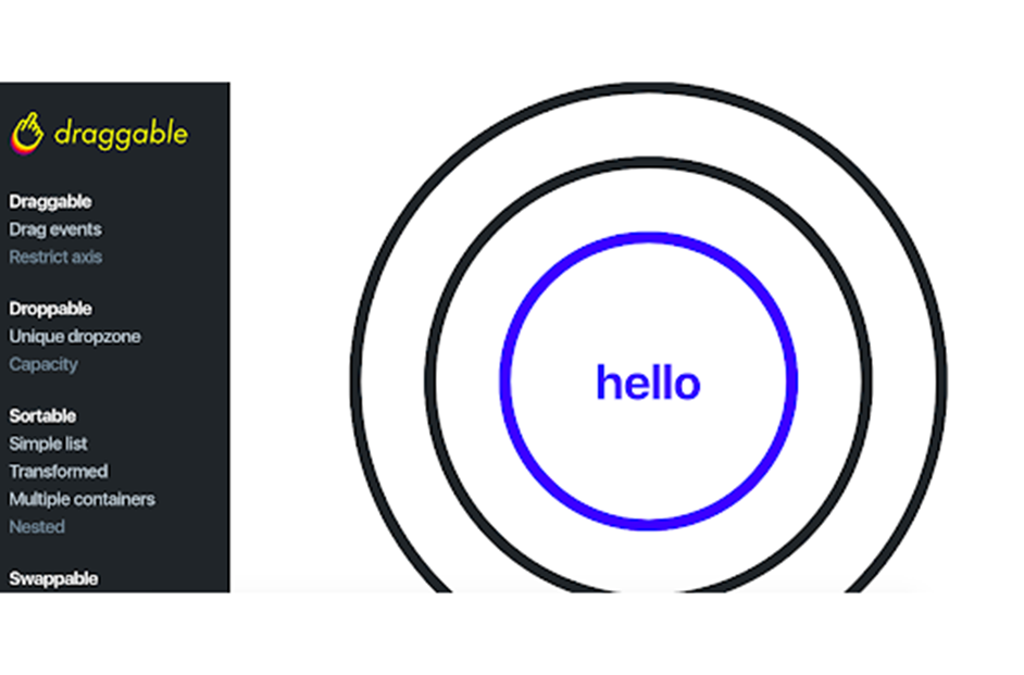 screenshot of draggable website
