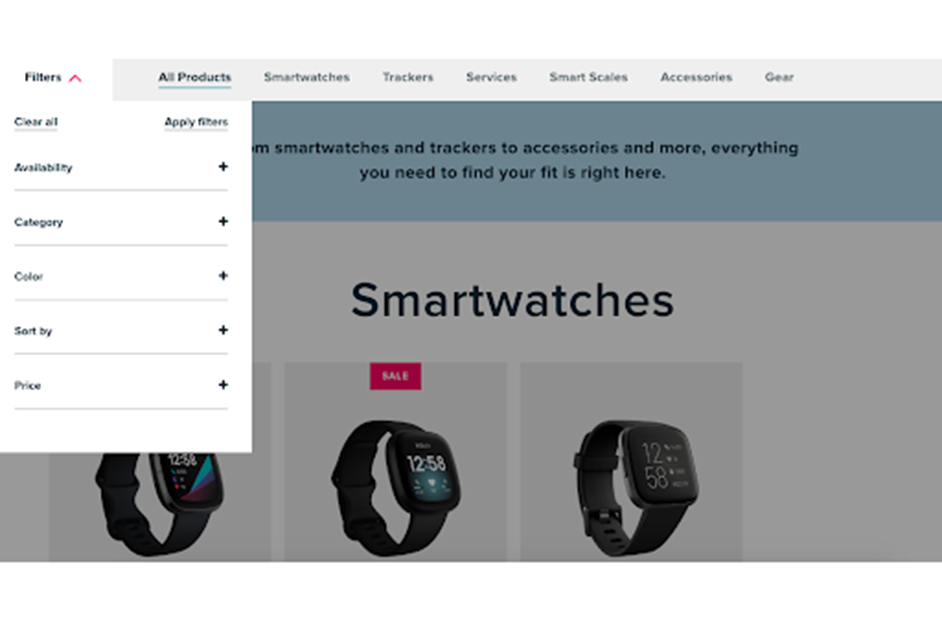 screenshot of fitbit website