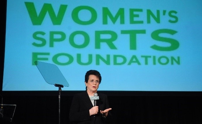 Billie Jean King speaks at Women's Sports Foundation event.