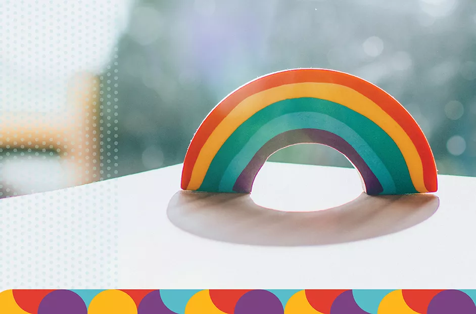 Rainbow on table top