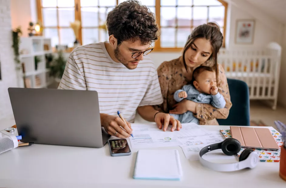 Gen Z couple reviews financials.