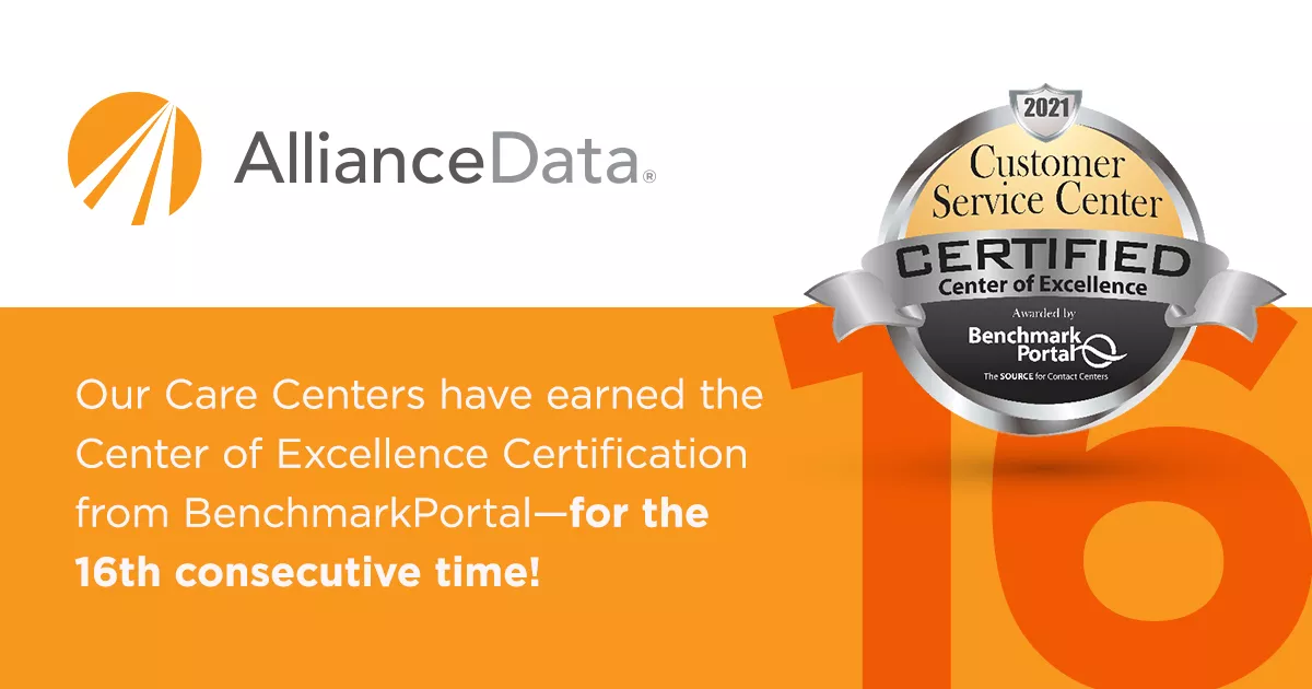 Alliance Data Card Services Receives “Center of Excellence” Certification from BenchmarkPortal for Industry-Leading 16th Time-Graphic Banner