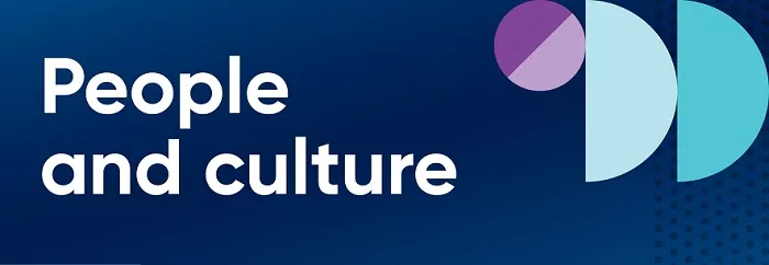 People and Culture header. Dark blue background and Bauhaus elements included.