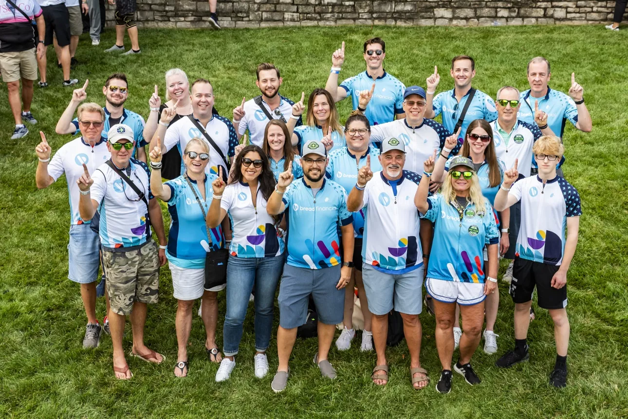 Bread Financial associates participate in Pelotonia 2024, an annual bike race in Columbus, Ohio, that supports cancer research.