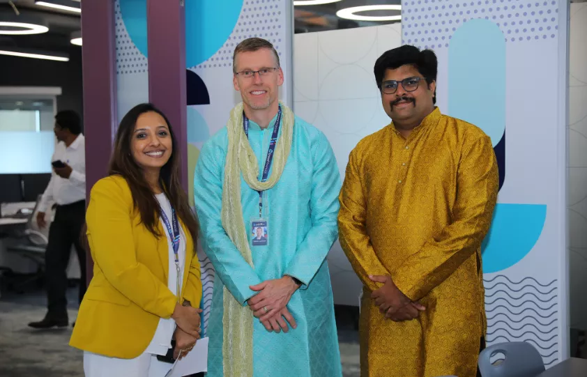 Bread Financial associates pose for a picture at the Bangalore office.