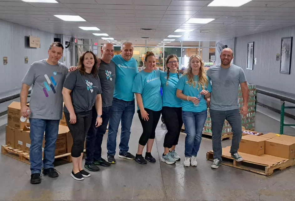 Bread Financial associates volunteering at the Mid-Ohio Food Collective.