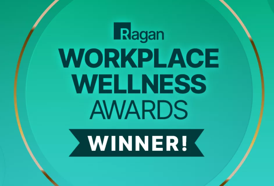 Ragan Workplace Wellness Award Winner logo with blue/green background